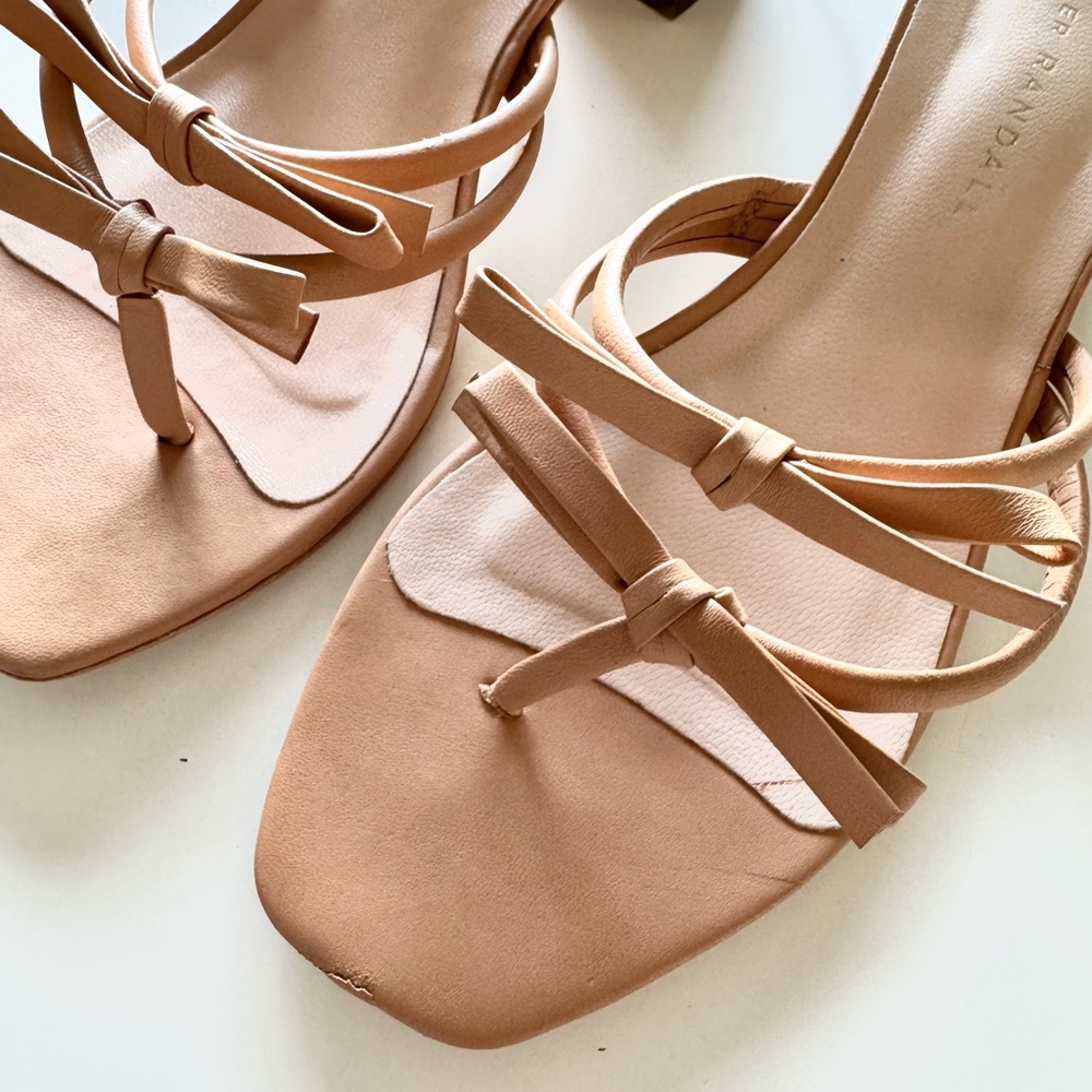 Loeffler Randall Leather Bow Strap Jean Sandals - Picture 4 of 5